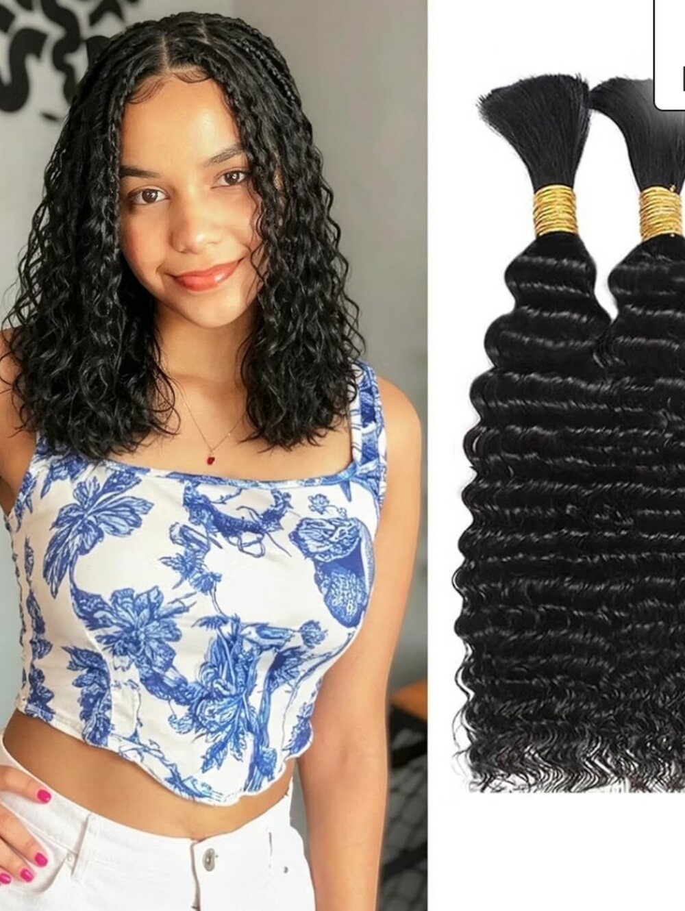 Human Braiding Hair Water Wave 12A Brazilian Virgin Human Hair 110g 16" 2 Pack